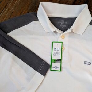 Dockers Men's White and Gray Polo Shirt